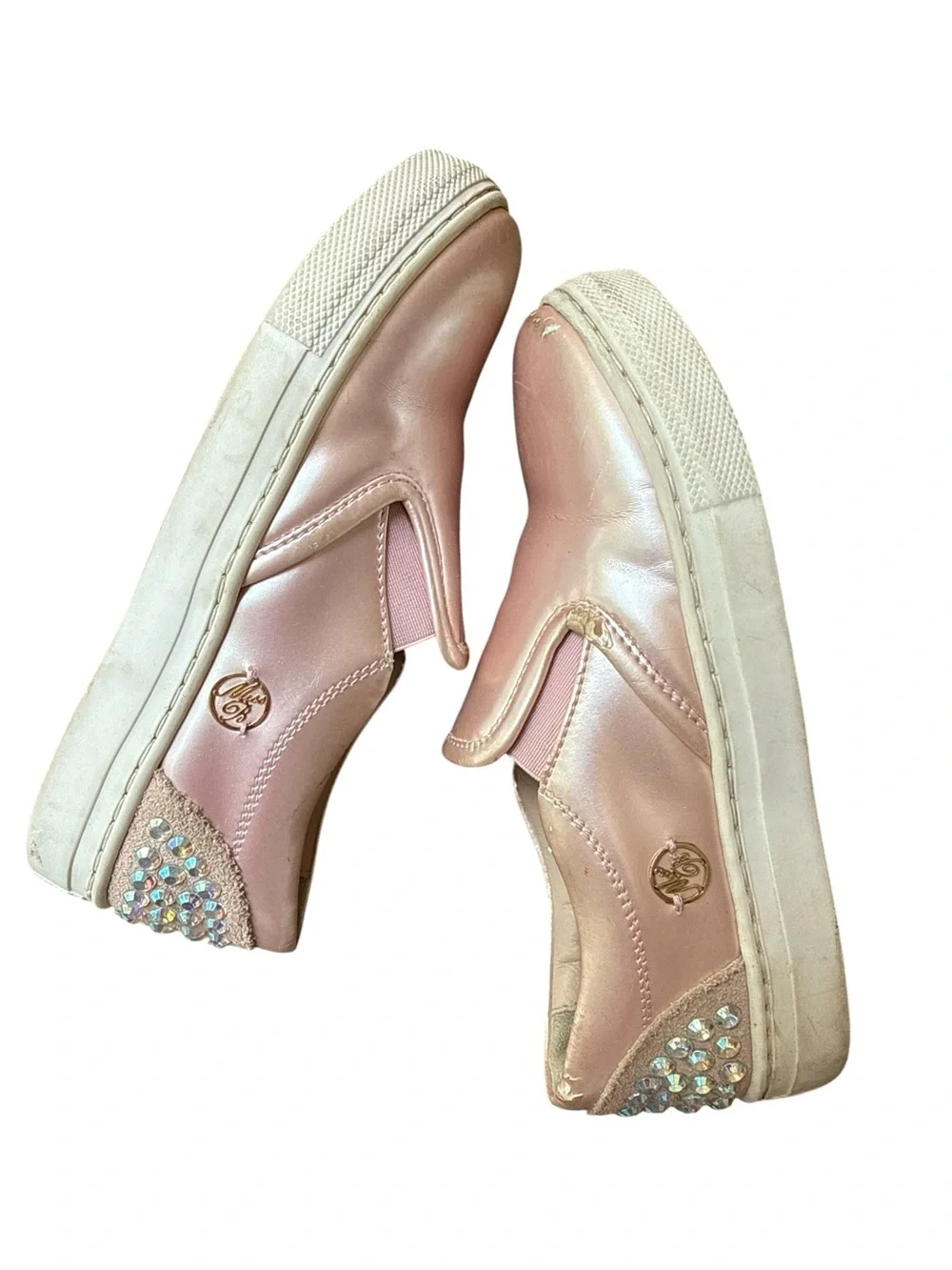 Blumarine Girls Metallic Pink Rhinestone Slip On Sneakers Size EU 29 l